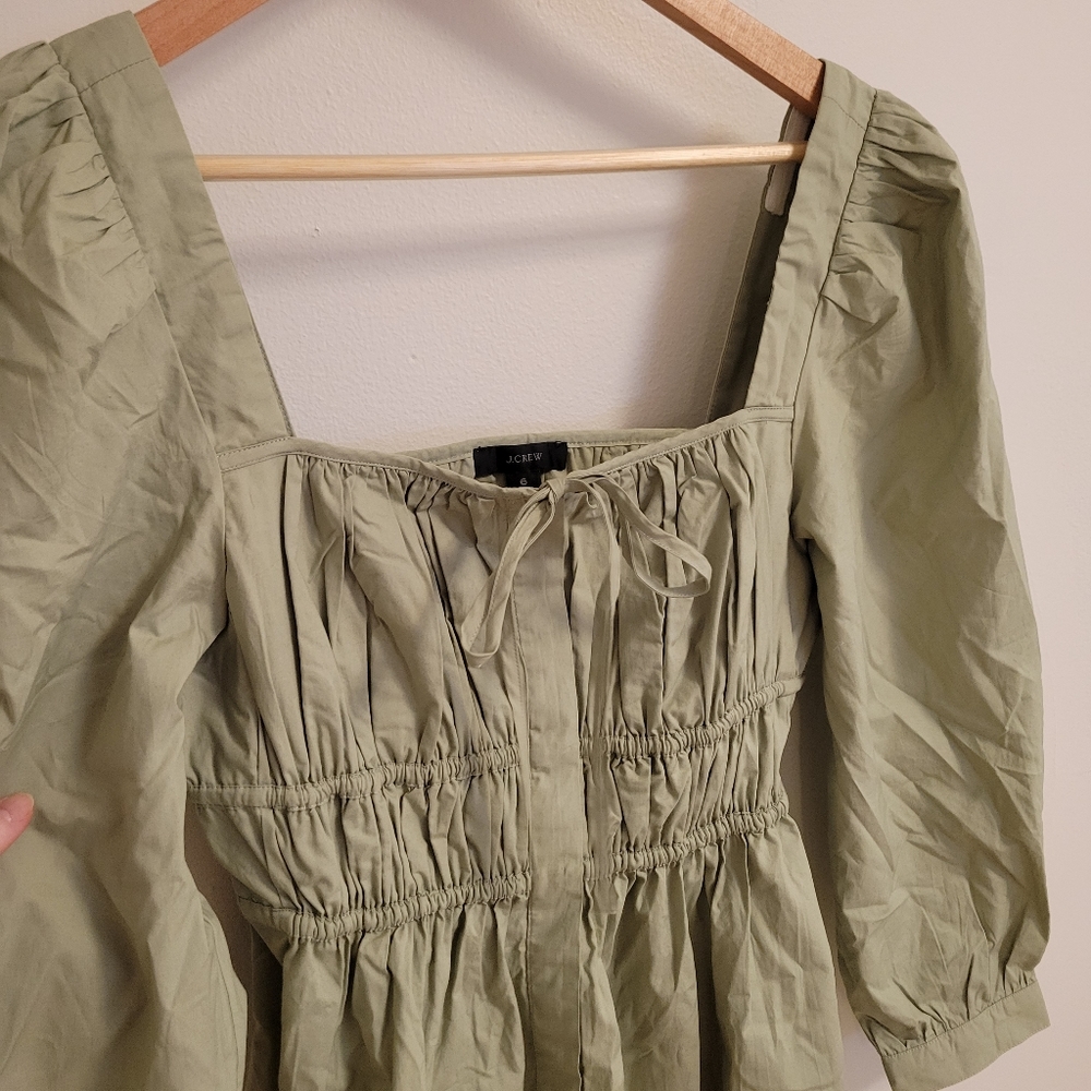 J crew pistachio puff sleeve dress cottage core